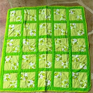 Quilt, green & pink, Handmade, 40.5” x 40.5”